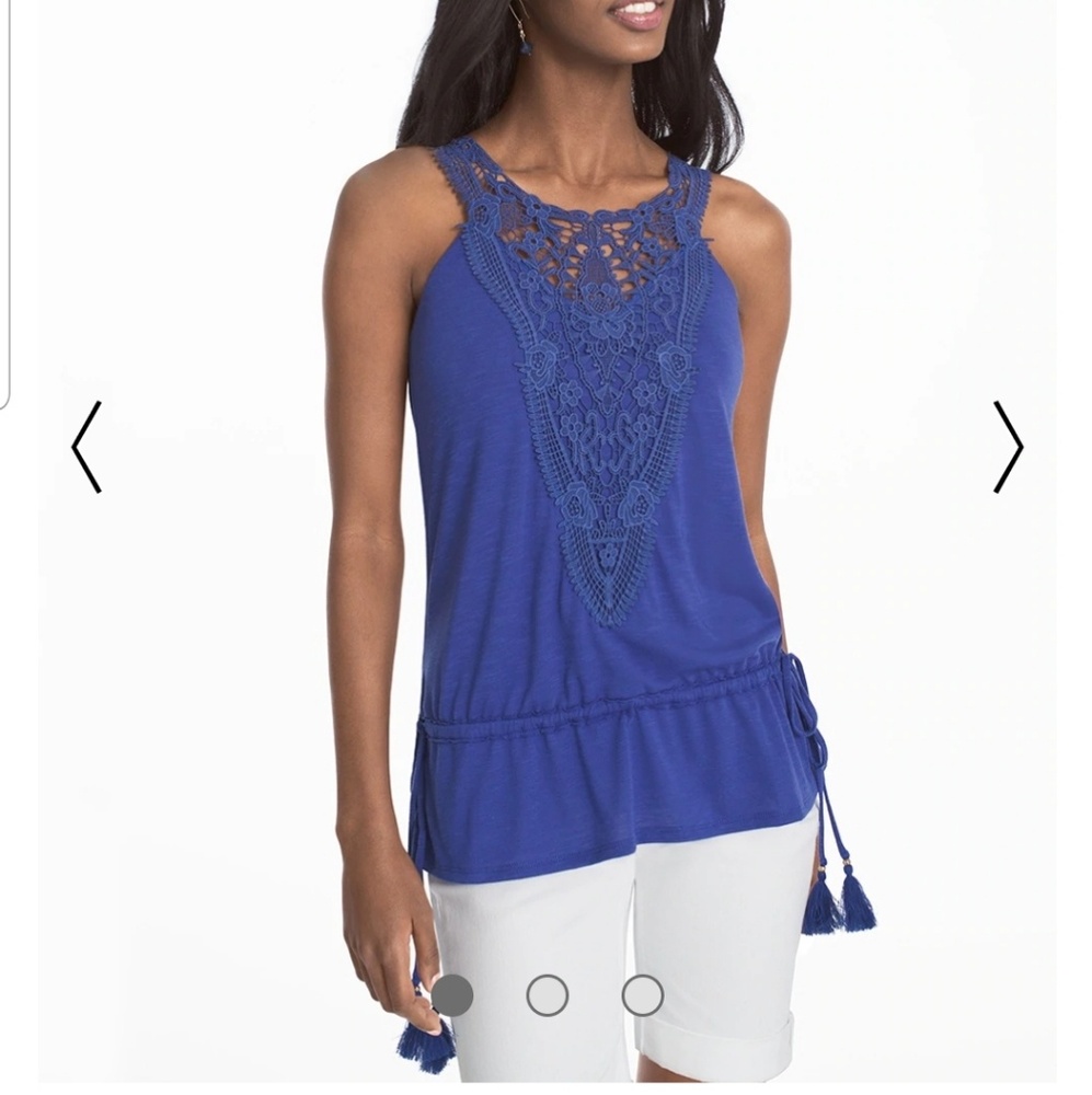 White House black market crochet tank with tie